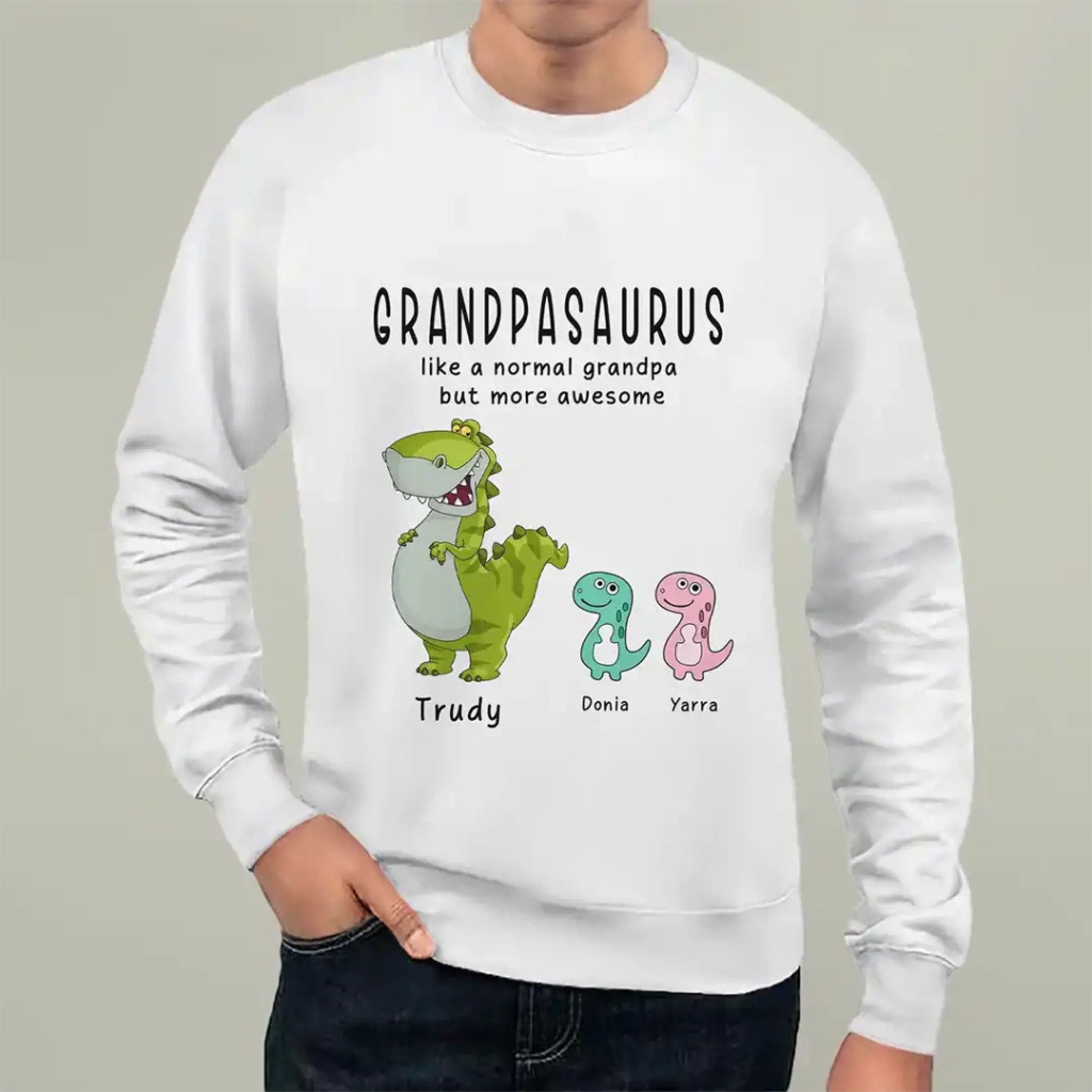 Grandpasaurus sweatshirt - Like A Normal Grandpa Only More Awesome Grandpa and Kids Personalized sweatshirt (2)