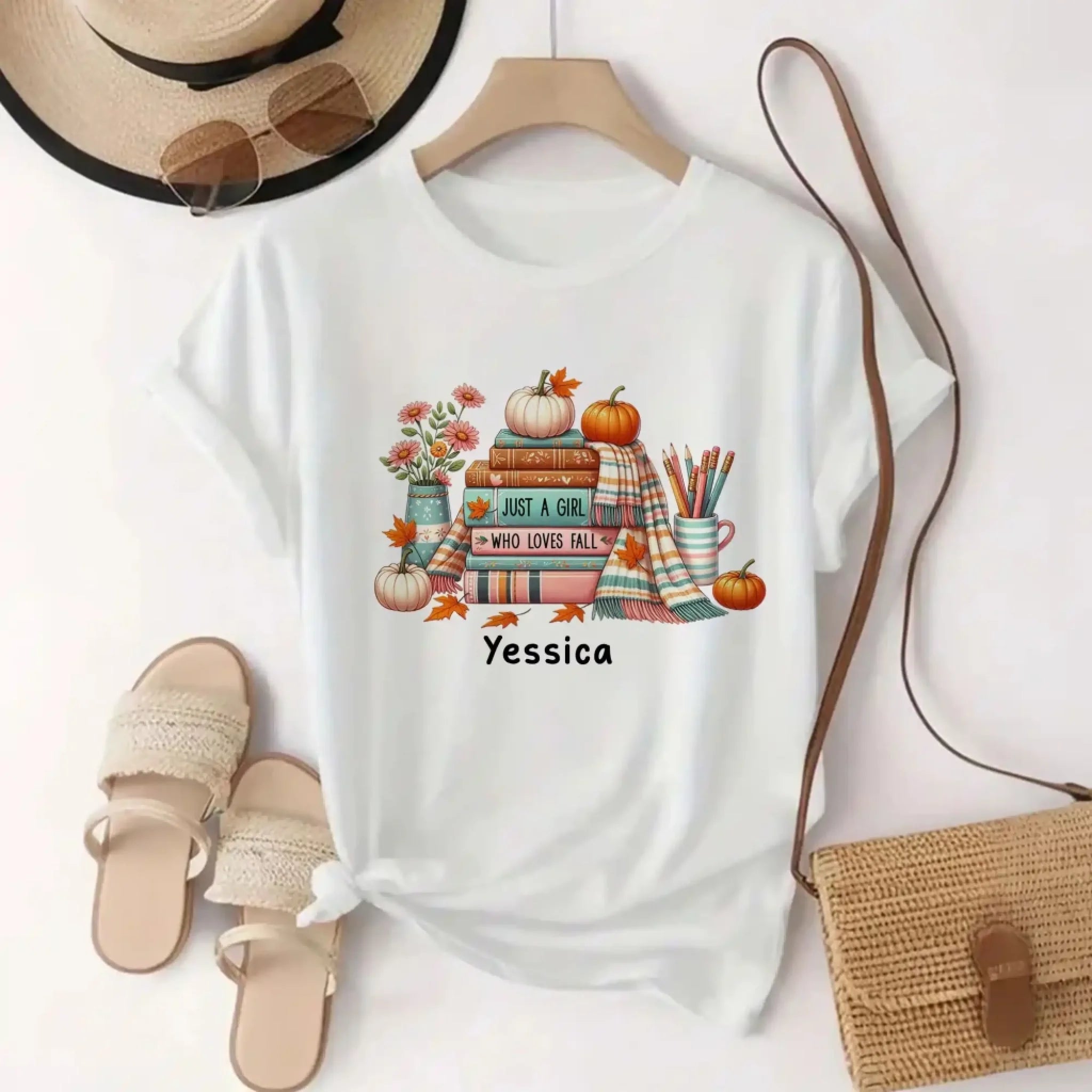Personalized Fall T Shirt - Just a Girl Who Loves Fall Shirt for women (2)