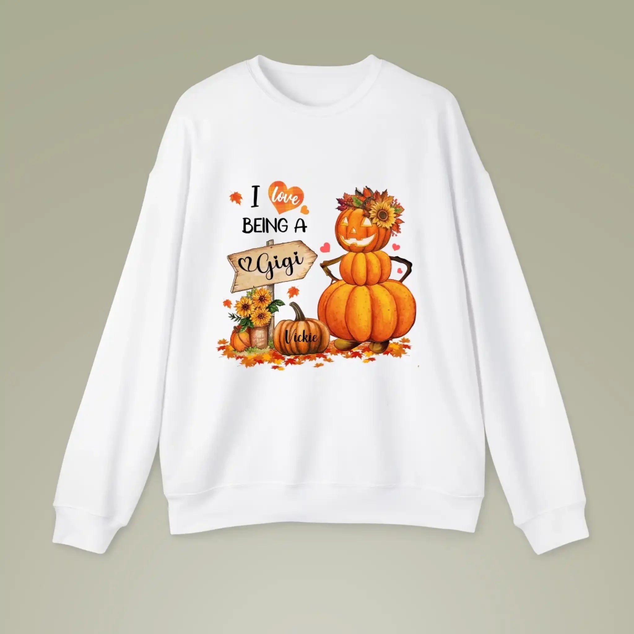 I Love Being a Mom Fall Pumpkin Personalized Sweatshirt White (2)
