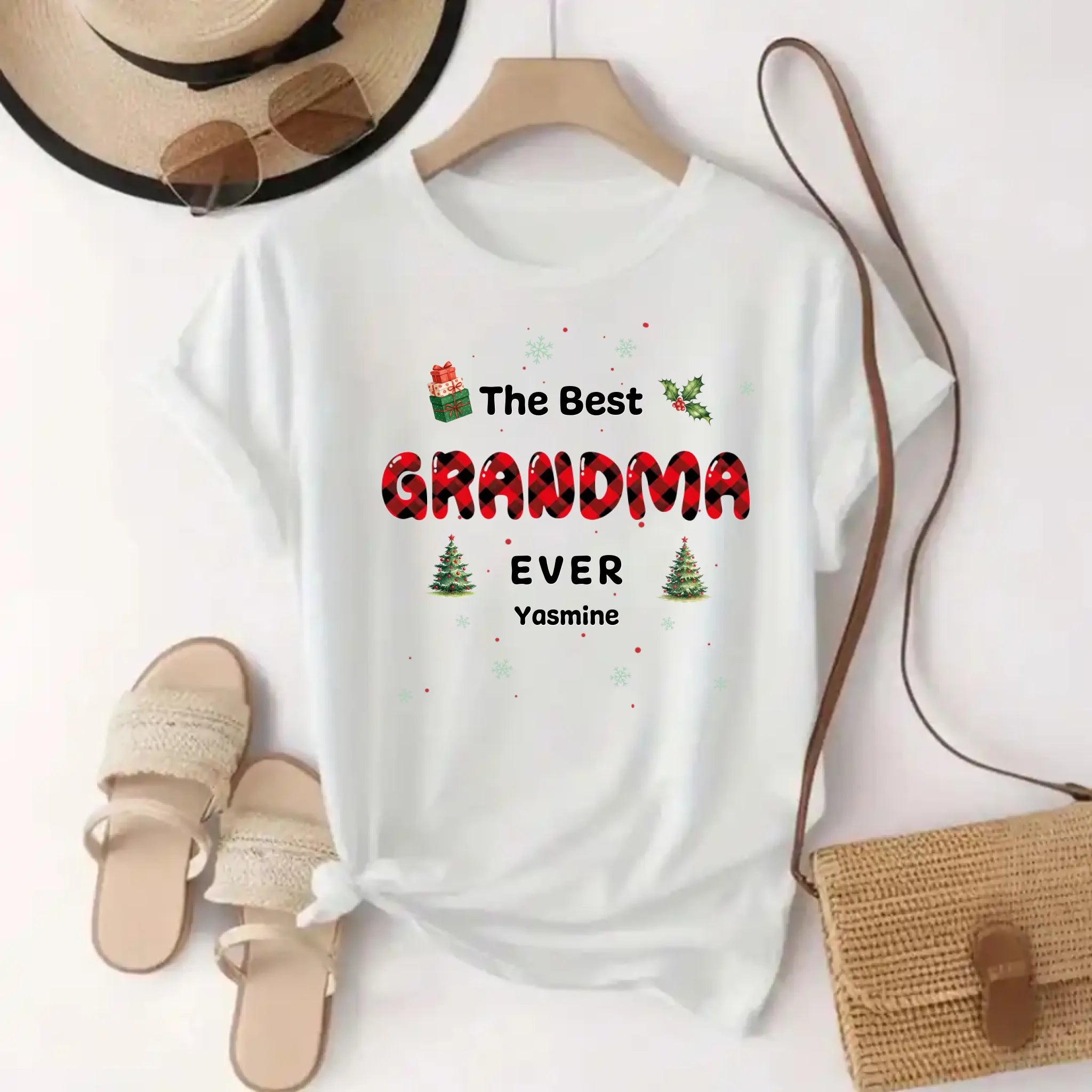 Matching Christmas T Shirts for Family With Name White for women