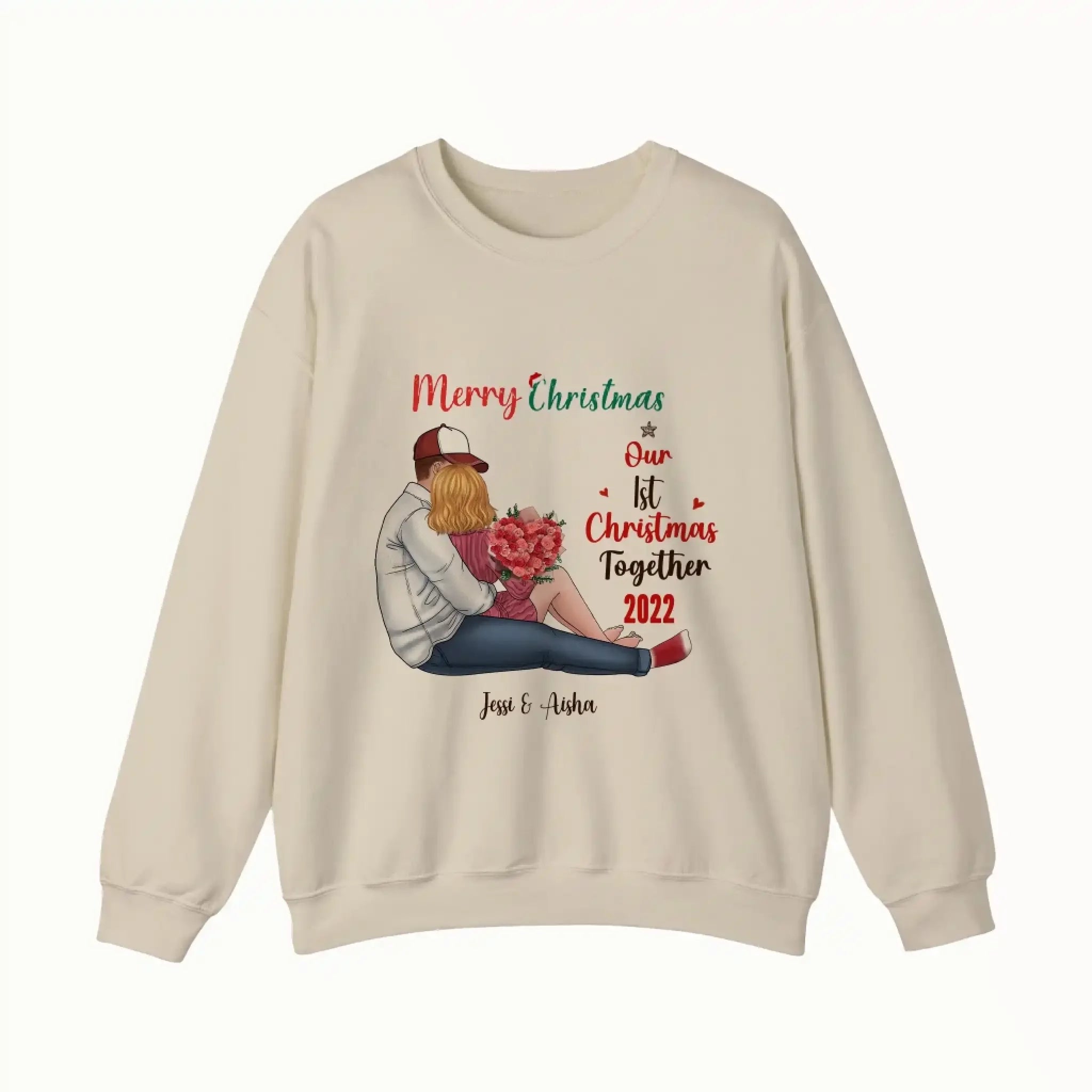 Our First Christmas Together Personalized Christmas Sweatshirt For Couples (2)