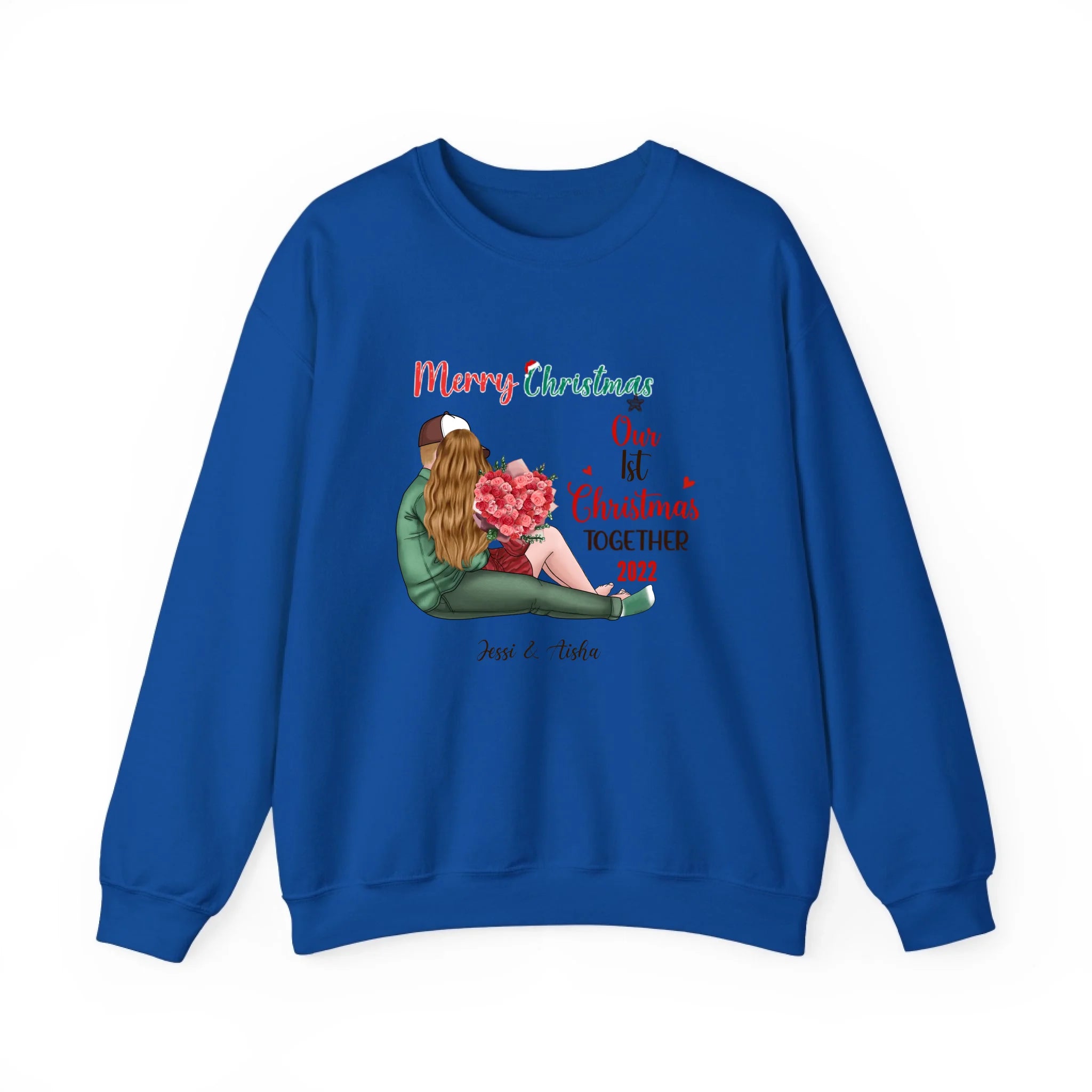 Our First Christmas Together Personalized Christmas Sweatshirt For Couple Royal