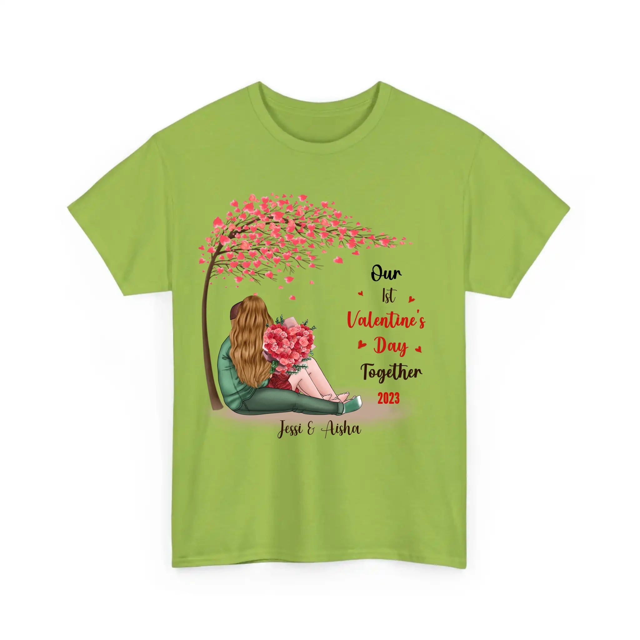 Personalized Couple T Shirts - Our First Valentine's Day T Shirt for Her and Him Gift Kiwi
