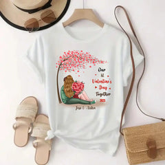 custom valentines shirts - Our First Valentine's Day T Shirt for Her and Him Gift white shirts