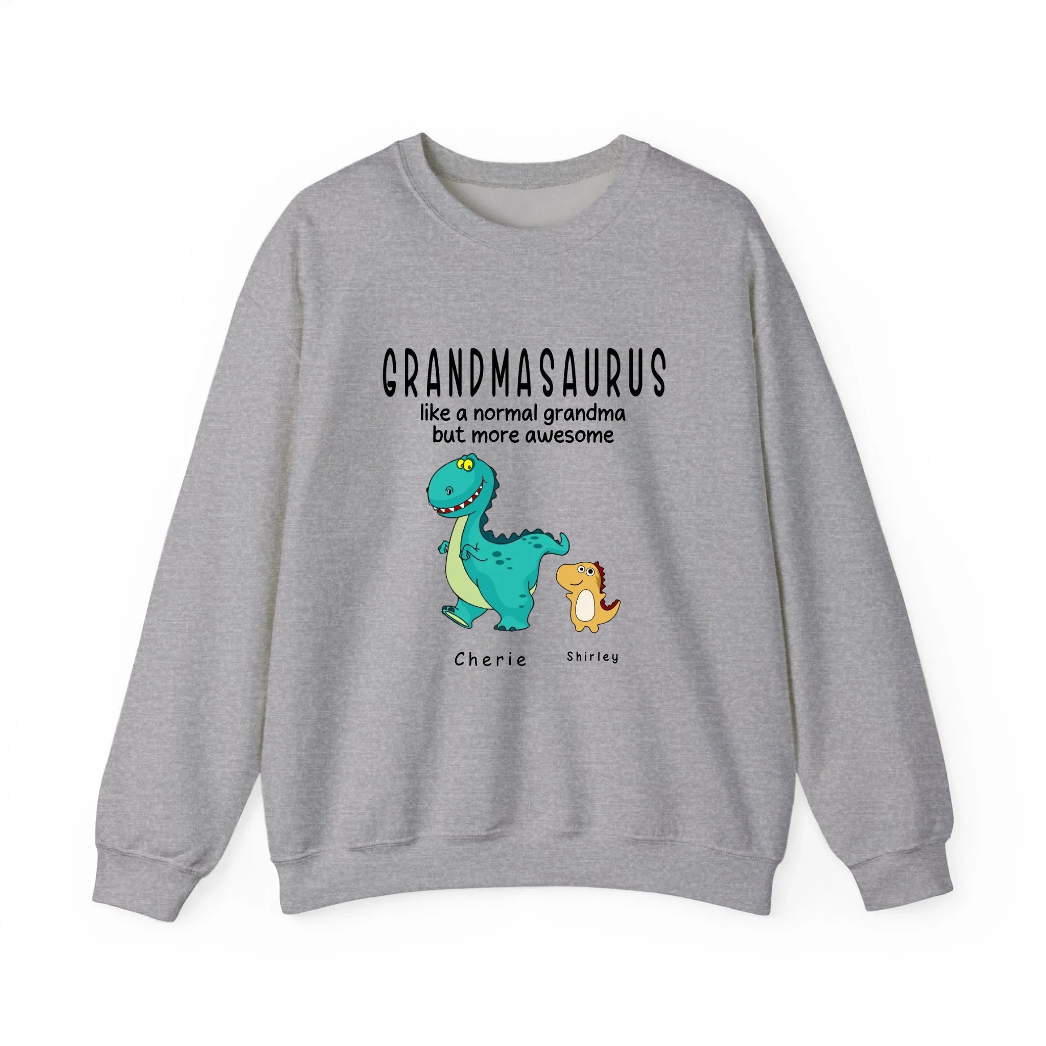 Grandmasaurus sweatshirt - Like A Normal Grandma Only More Awesome Grandma and Kids Personalized sweatshirt Sport Grey