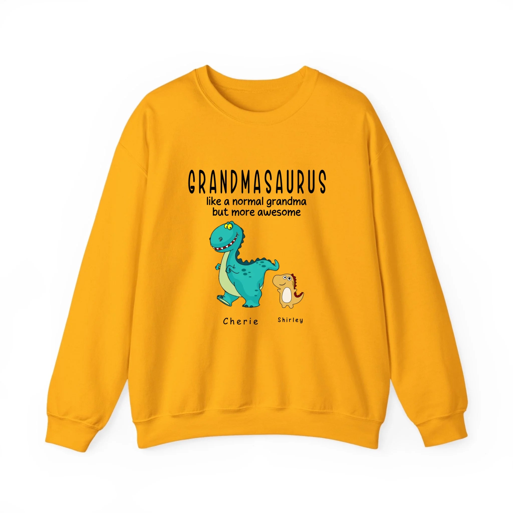 Grandmasaurus sweatshirt - Like A Normal Grandma Only More Awesome Grandma and Kids Personalized sweatshirt Gold