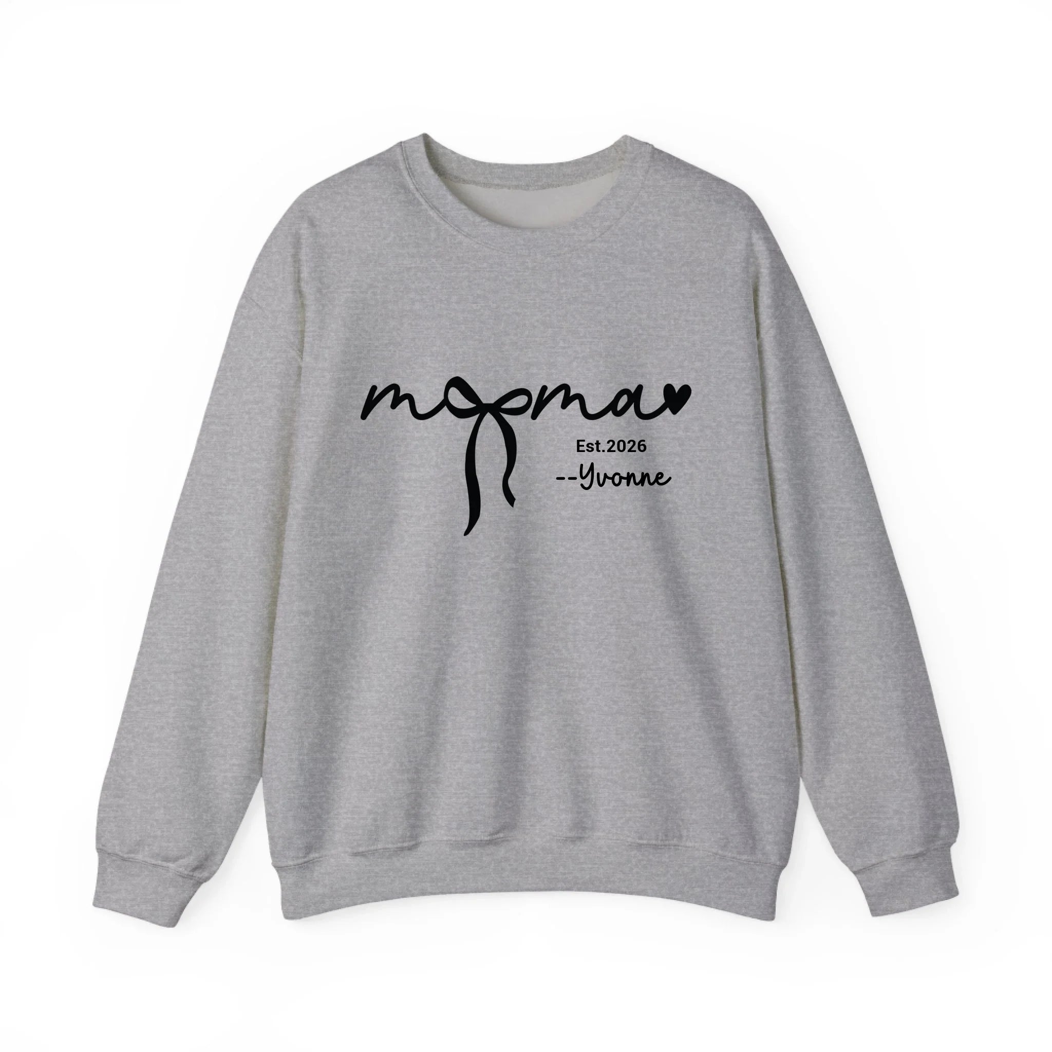 Custom Mama Sweatshirt with Kids Names - Personalized Mother’s Day Gift - 100% Cotton Crewneck S-5XL Sport Grey