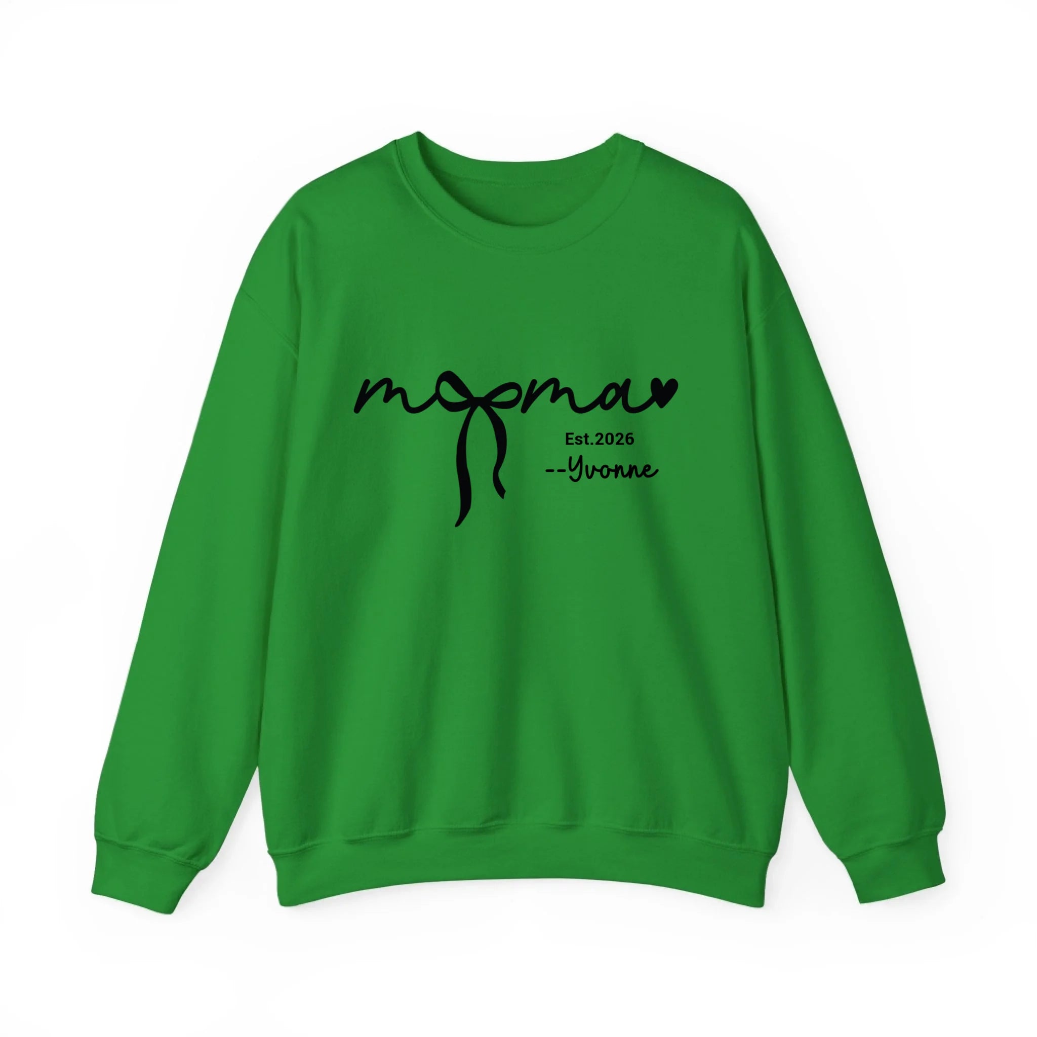 Custom Mama Sweatshirt with Kids Names - Personalized Mother’s Day Gift - 100% Cotton Crewneck S-5XL Green