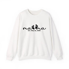 Personalized Mama Sweatshirt with Name - Custom Est. xxxx Mother's Day Gift - Heavyweight 100% Cotton White (1)