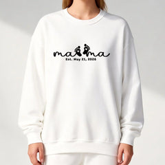 Personalized Mama Sweatshirt with Name - Custom Est. xxxx Mother's Day Gift - Heavyweight 100% Cotton White (4)