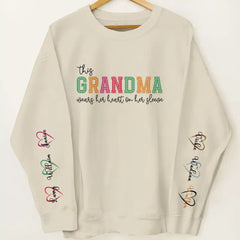 Personalized Mama & Grandma Sweatshirt with Kids Names on Sleeve - Personalized Mother's Day Gift - 100% Cotton S-5XL (1)