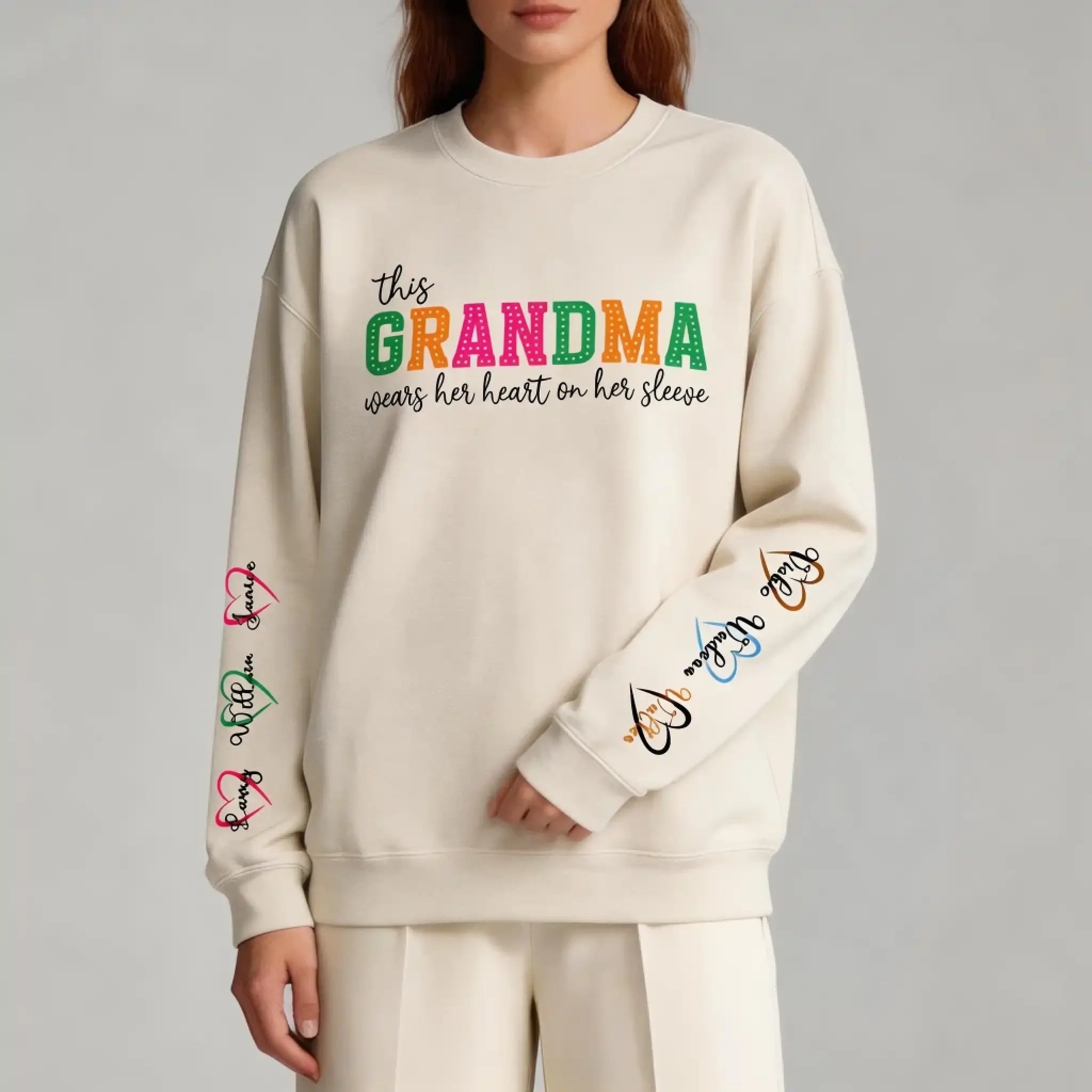 Personalized Mama & Grandma Sweatshirt with Kids Names on Sleeve - Personalized Mother's Day Gift - 100% Cotton S-5XL (4)