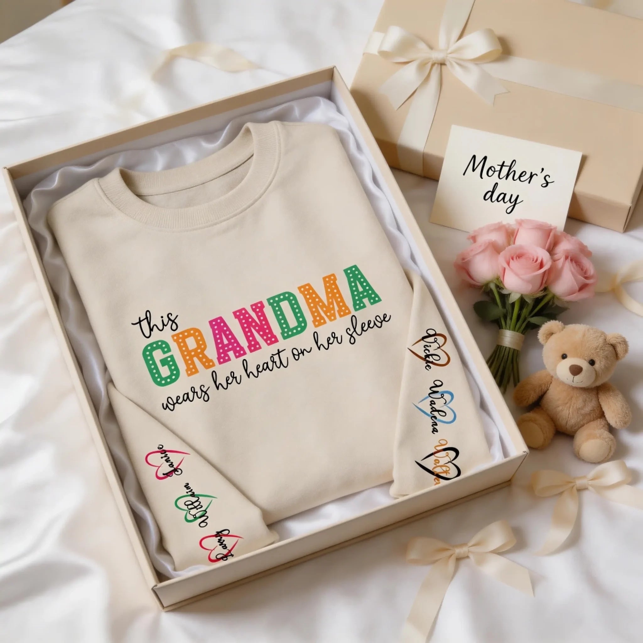Personalized Mama & Grandma Sweatshirt with Kids Names on Sleeve - Personalized Mother's Day Gift - 100% Cotton S-5XL (2)