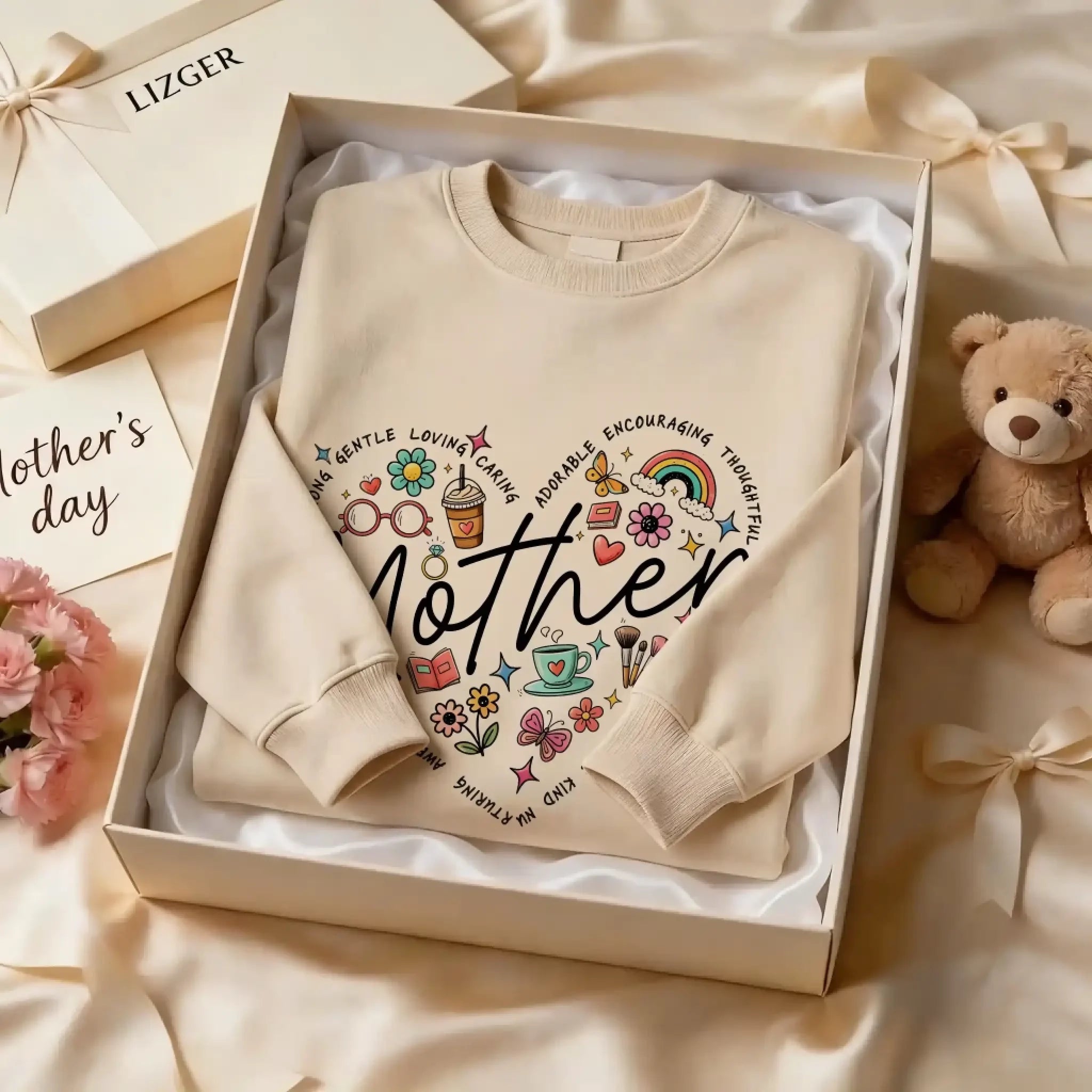 Personalized Mother Heart Graphic Sweatshirt - Custom Mother’s Day Gift for Mom & Grandma (S-5XL) (3)