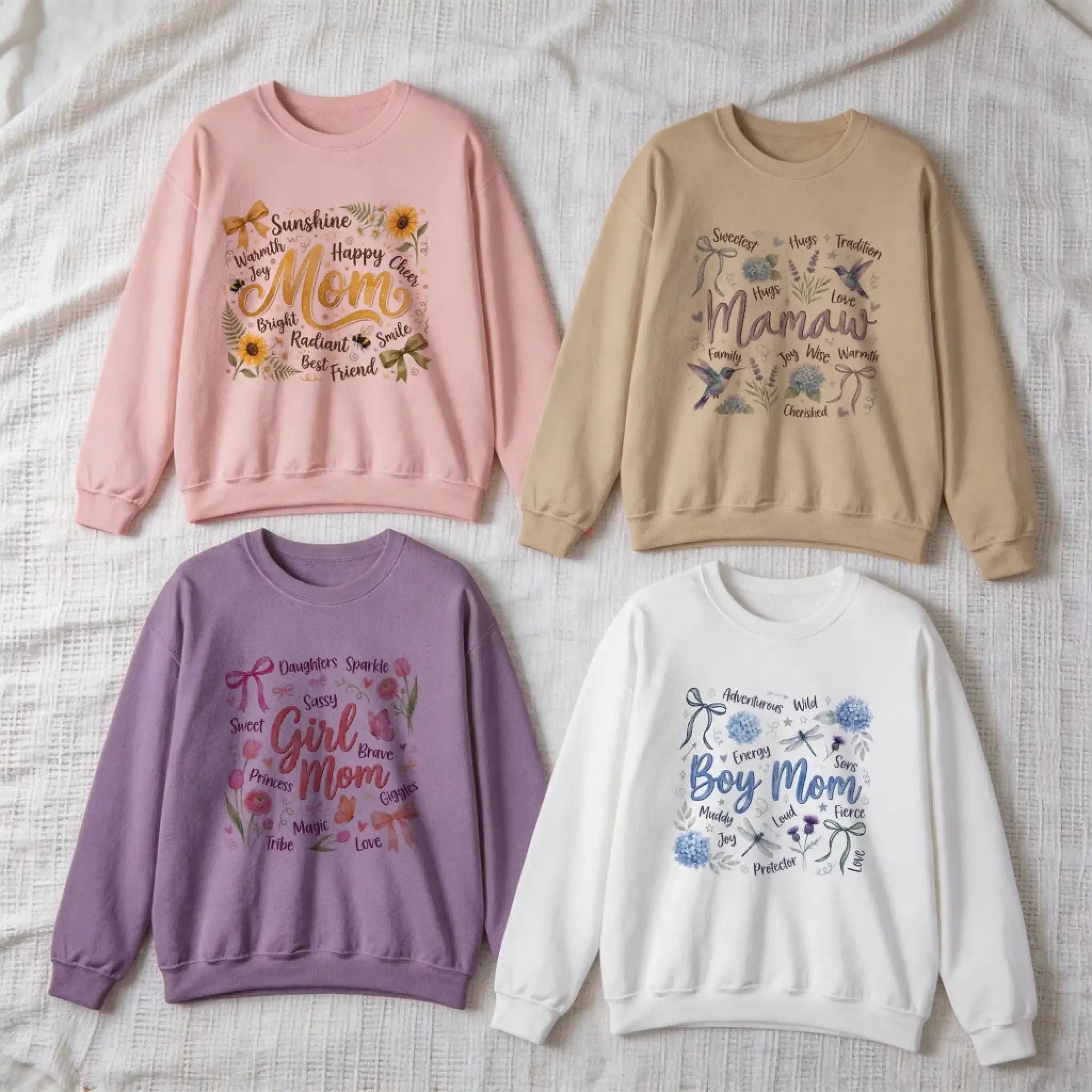 Personalized Botanical Coquette Graphic Sweatshirt - Custom Name Sweatshirt Cotton Mom Gift (S-5XL) (4)