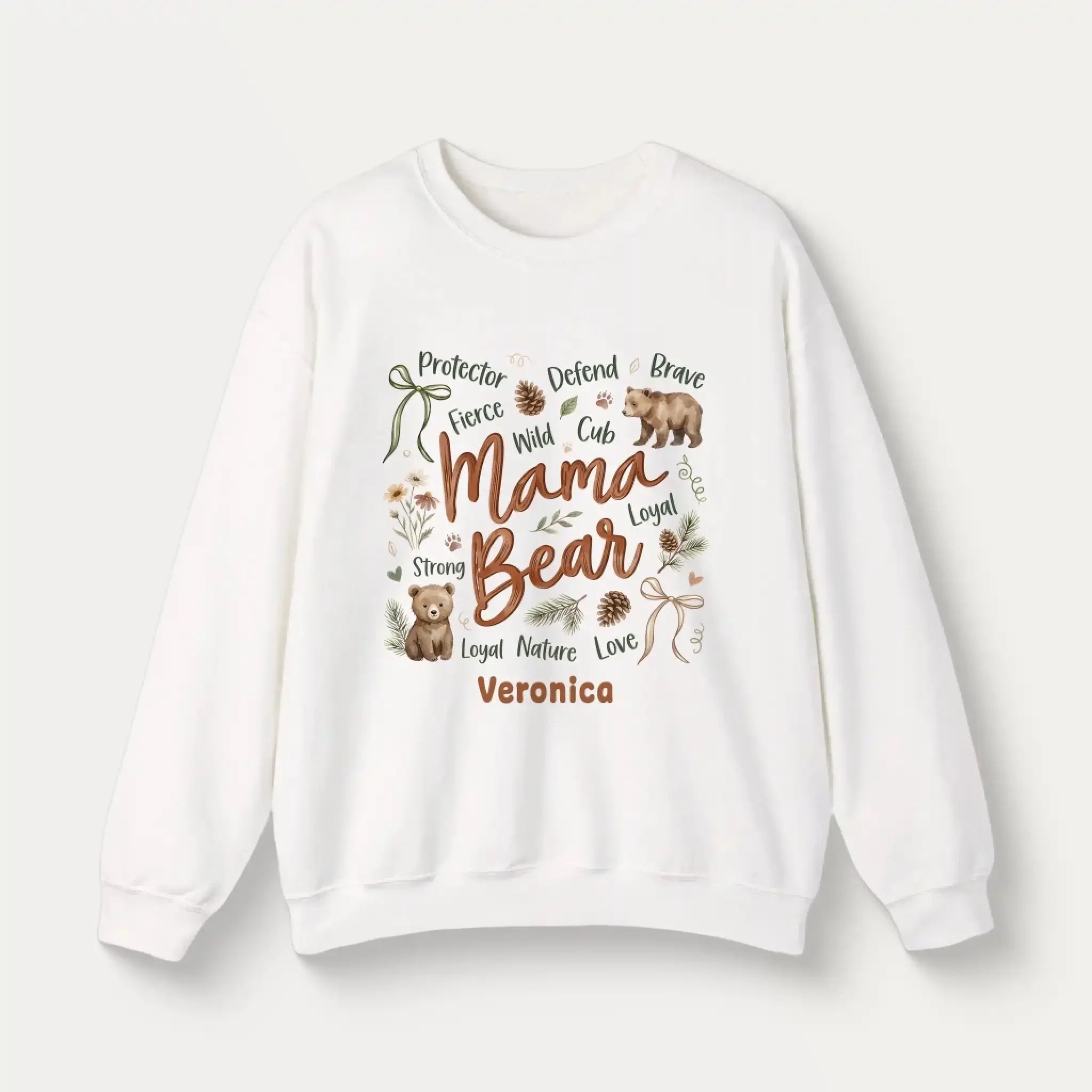 Personalized Botanical Coquette Graphic Sweatshirt - Custom Name Sweatshirt Cotton Mom Gift  White (9)