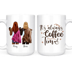 Bestie Coffee Mug - It's Always Coffee Time Funny Sister Coffee Mugs