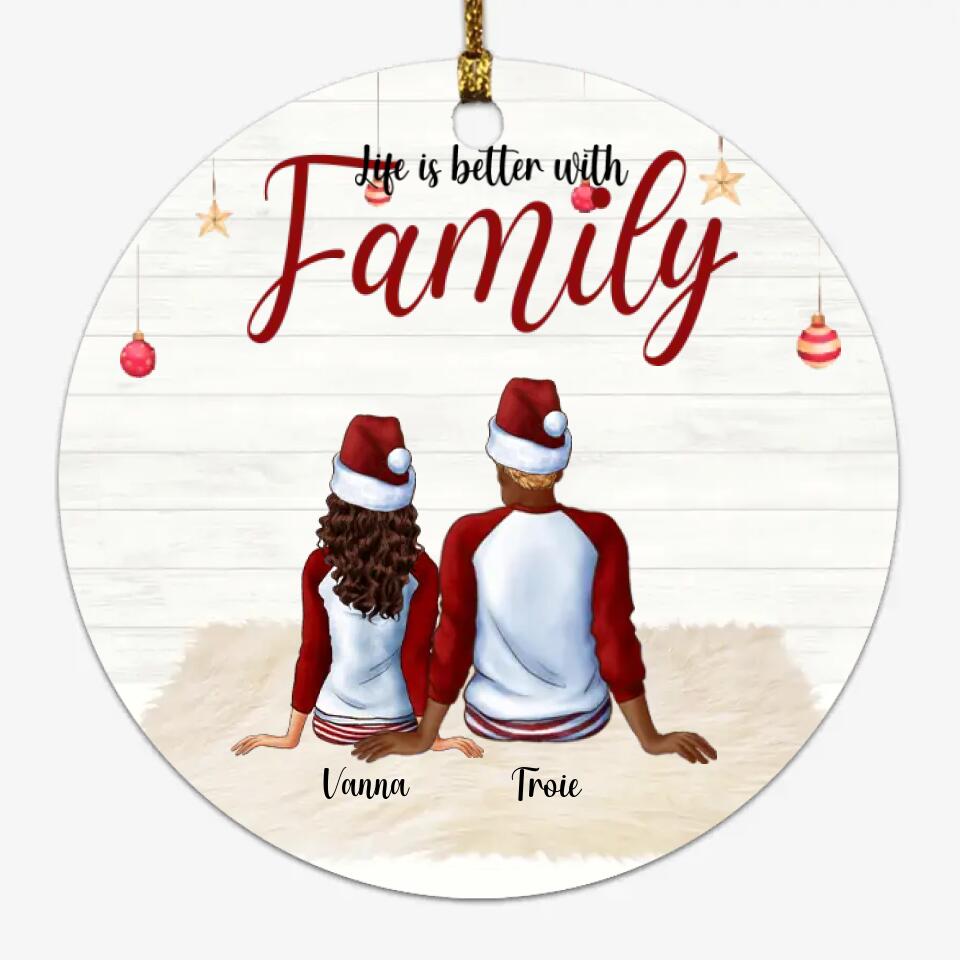 Christmas Family Ornament - Up to 5 Kids Life Is Better With Family Personalized Ornaments