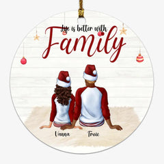 Christmas Family Ornament - Up to 5 Kids Life Is Better With Family Personalized Ornaments