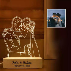 Acrylic Night Light - Personalized Line Drawing With Name and Text Customized Gifts