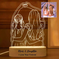 Acrylic Night Light - Personalized Line Drawing With Name and Text Customized Gifts