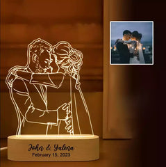 Acrylic Night Light - Personalized Line Drawing With Name and Text Customized Gifts