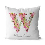 Pink Floral Letters Throw Pillow