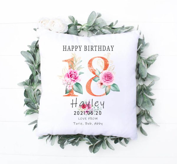 Floral Number Throw Pillow - Image 2