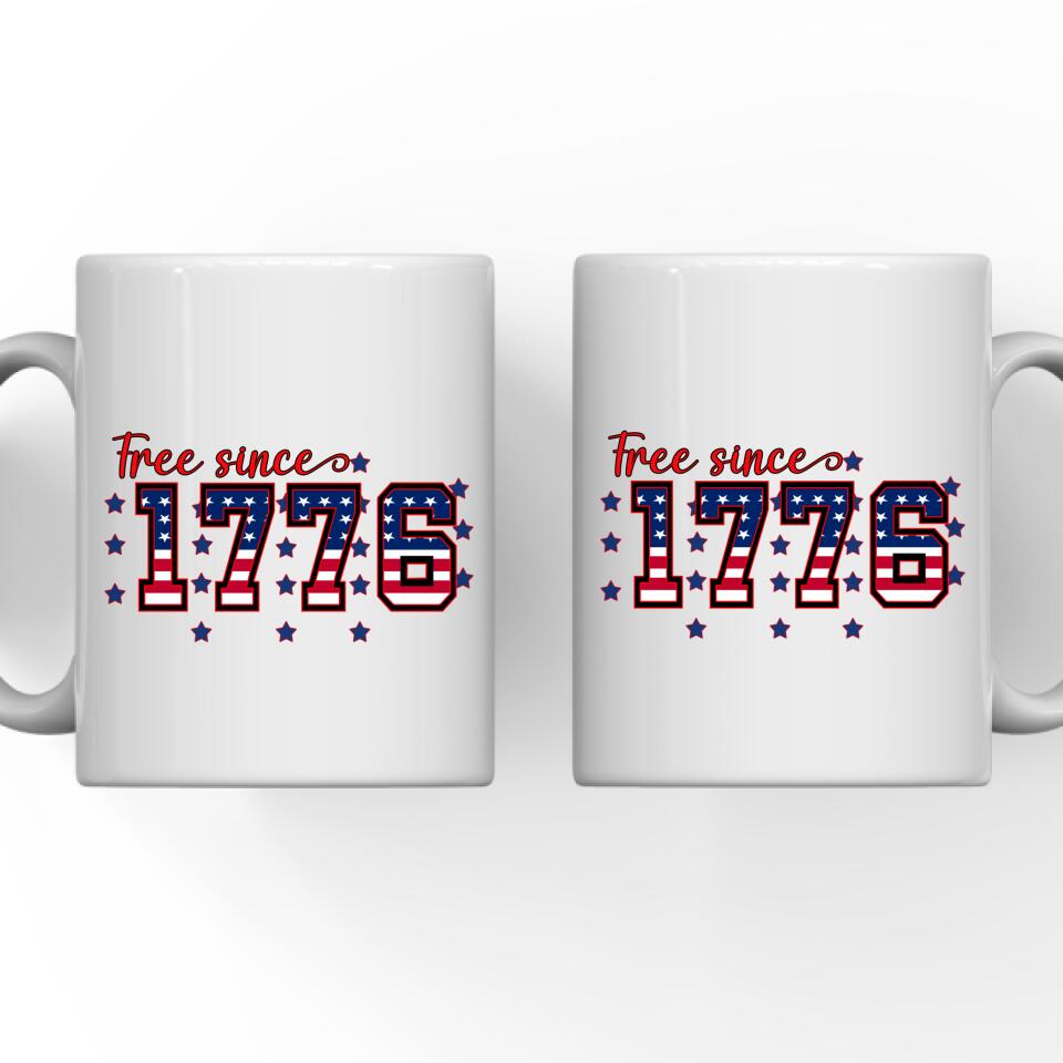 628900d87553f 4th of July Mug - Free Since 1776 Personalized Custom Mugs - Image 1
