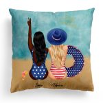 American Sisters Pillow - Summer & Beach Sisters Personalized Friendship Pillows For 2 and 3