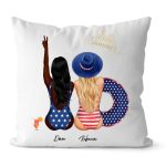 American Sisters Pillow - Summer & Beach Sisters Personalized Friendship Pillows For 2 and 3 - Image 2