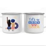 American Sisters Mug - Let's Go to The Beach Funny Friendship Mugs Personalized Gifts With Name - Image 5