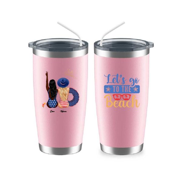 American Sisters Mug - Let's Go to The Beach Funny Friendship Mugs Personalized Gifts With Name - Image 13