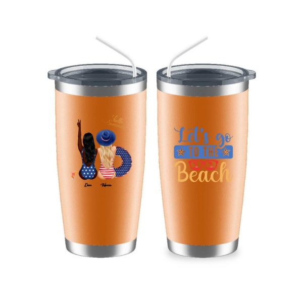 American Sisters Mug - Let's Go to The Beach Funny Friendship Mugs Personalized Gifts With Name - Image 8
