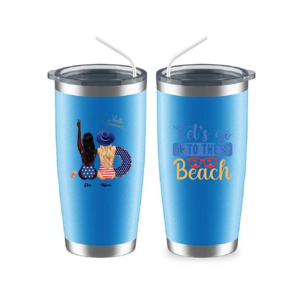 American Sisters Mug - Let's Go to The Beach Funny Friendship Mugs Personalized Gifts With Name - Image 11