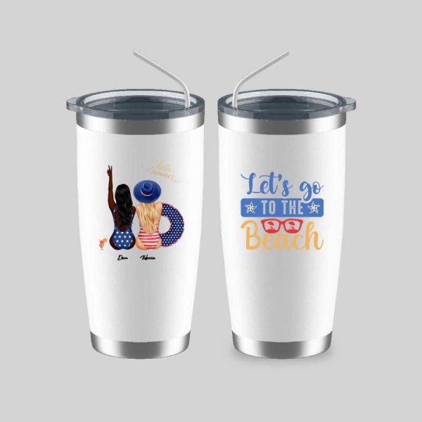 American Sisters Mug - Let's Go to The Beach Funny Friendship Mugs Personalized Gifts With Name - Image 7