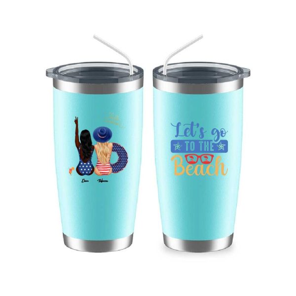 American Sisters Mug - Let's Go to The Beach Funny Friendship Mugs Personalized Gifts With Name - Image 6