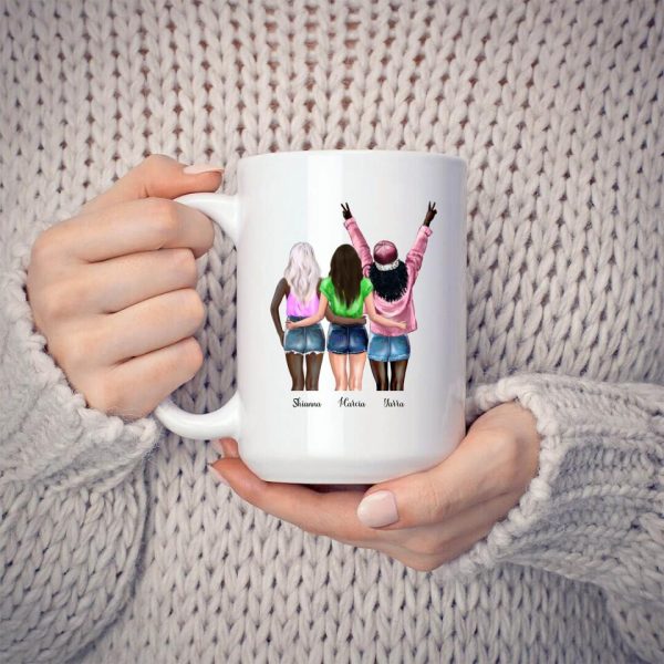 3 Sisters Mug - Best Friends Forever Never Apart Maybe In Distance But Never At Heart Personalized Mug - Image 3