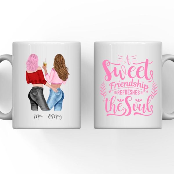 Besties Friendship Mugs - A Sweet Friendship Refreshes The Soul Custom Mugs For Best Friends - Image 2