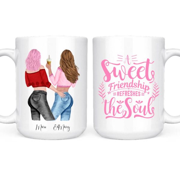 Besties Friendship Mugs - A Sweet Friendship Refreshes The Soul Custom Mugs For Best Friends - Image 3