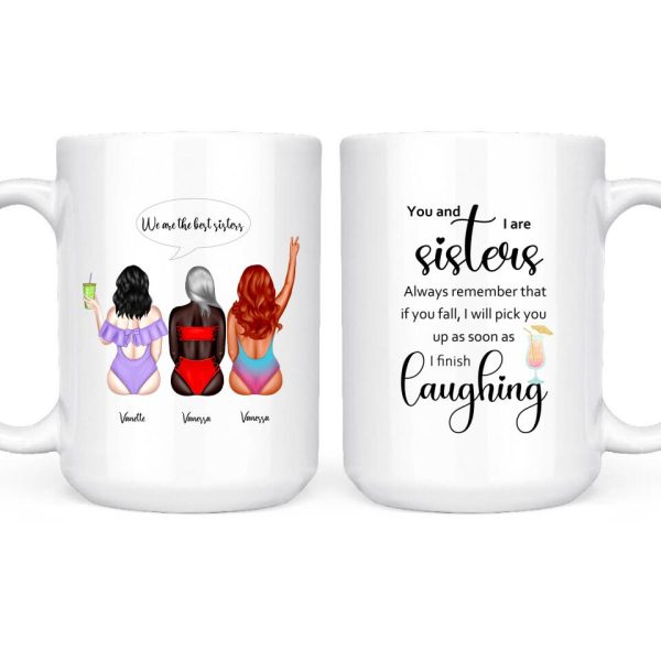 Summer Sisters Mug - Summer Beach Sisters Travel Personalised Coffee Mugs For 2 & 3 - Image 2
