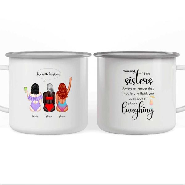 Summer Sisters Mug - Summer Beach Sisters Travel Personalised Coffee Mugs For 2 & 3 - Image 5