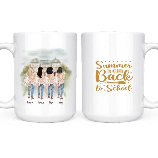 Back to School Girl's Mug - Up To 4 Girls Personalized Coffee Mugs With Name - Image 3