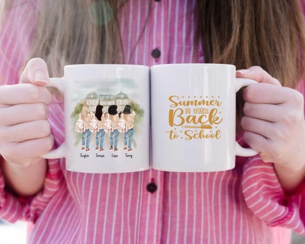Back to School Girl's Mug - Up To 4 Girls Personalized Coffee Mugs With Name - Image 2