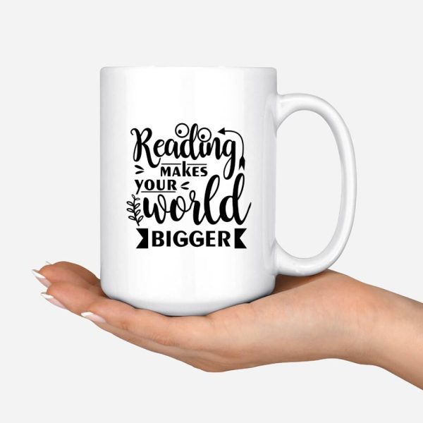 Up to 6 Reading Girls Mug - Reading Makes Your World Bigger Personalized Coffee Cups For Best Friends - Image 6
