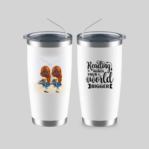 Up to 6 Reading Girls Mug - Reading Makes Your World Bigger Personalized Coffee Cups For Best Friends - Image 9