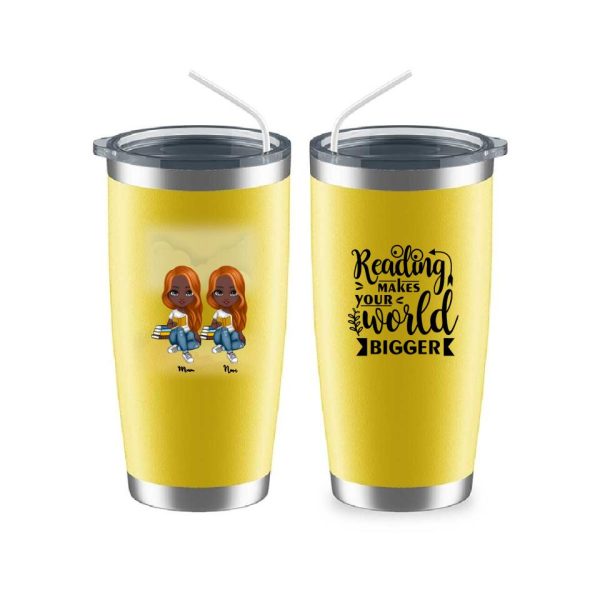 Up to 6 Reading Girls Mug - Reading Makes Your World Bigger Personalized Coffee Cups For Best Friends - Image 12