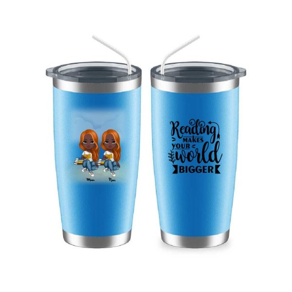 Up to 6 Reading Girls Mug - Reading Makes Your World Bigger Personalized Coffee Cups For Best Friends - Image 13