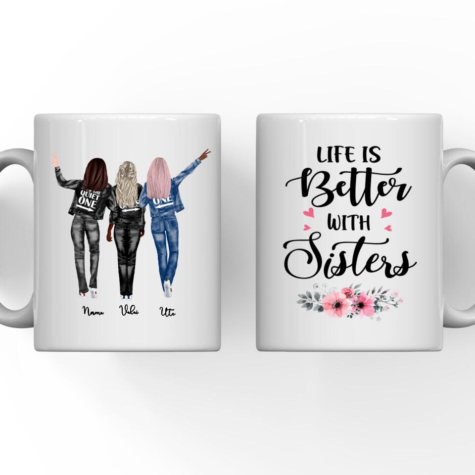 62deef58ea1ed Up To 4 Sisters Mug - Cowboy Sisters Personalized Mug - Customized Personalized Best Friend Cups - Image 1