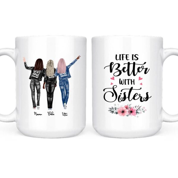 Up To 4 Sisters Mug - Cowboy Sisters Personalized Mug - Customized Personalized Best Friend Cups - Image 3
